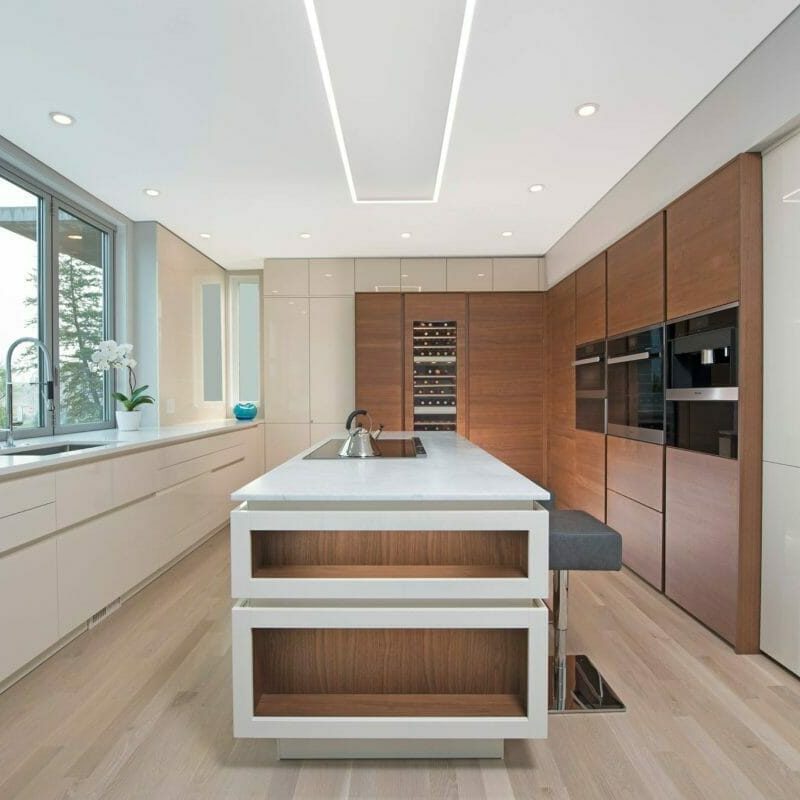 Modern Kitchen Island With Wooden Effect
